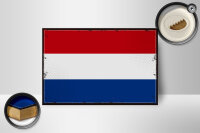 Holzschild Flagge Niederlande 18x12 cm Retro Netherlands Dekoration