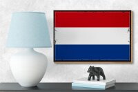 Holzschild Flagge Niederlande 18x12 cm Retro Netherlands Dekoration