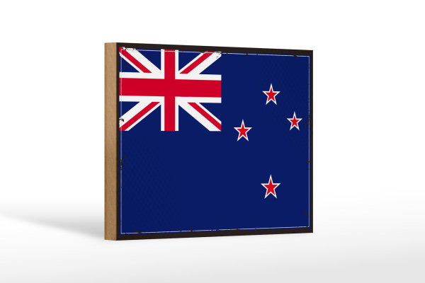 Holzschild Flagge Neuseelands 18x12 cm Retro New Zealand Dekoration