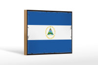 Holzschild Flagge Nicaraguas 18x12 cm Retro Flag...