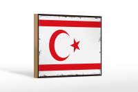Holzschild Flagge Nordzypern 18x12 cm Retro Flag Dekoration