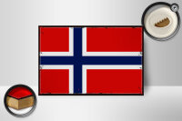 Holzschild Flagge Norwegens 18x12 cm Retro Flag Norway Dekoration