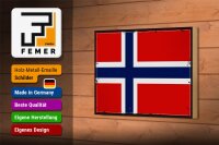 Holzschild Flagge Norwegens 18x12 cm Retro Flag Norway Dekoration