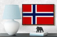 Holzschild Flagge Norwegens 18x12 cm Retro Flag Norway Dekoration