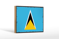 Holzschild Flagge Saint Lucias 18x12 cm Retro Saint Lucia Dekoration