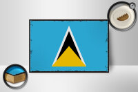 Holzschild Flagge Saint Lucias 18x12 cm Retro Saint Lucia Dekoration