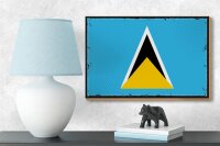 Holzschild Flagge Saint Lucias 18x12 cm Retro Saint Lucia Dekoration
