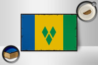 Holzschild Flagge Saint Vincent Grenadinen 18x12 cm Retro Dekoration