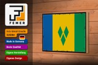 Holzschild Flagge Saint Vincent Grenadinen 18x12 cm Retro Dekoration
