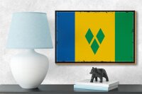 Holzschild Flagge Saint Vincent Grenadinen 18x12 cm Retro Dekoration