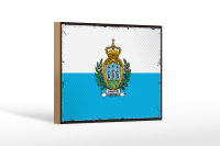 Holzschild Flagge San Marinos 18x12 cm Retro San Marino...