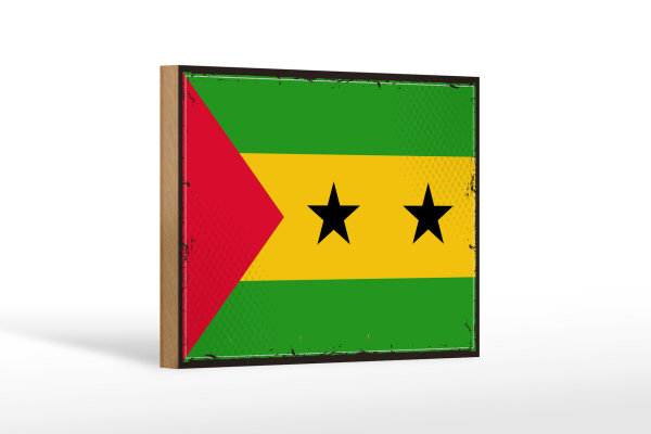 Holzschild Flagge São Tomé und Príncipe 18x12cm Retro Flag Dekoration