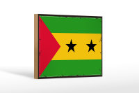 Holzschild Flagge São Tomé und Príncipe 18x12cm Retro Flag Dekoration