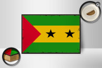 Holzschild Flagge São Tomé und Príncipe 18x12cm Retro Flag Dekoration
