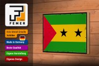 Holzschild Flagge São Tomé und Príncipe 18x12cm Retro Flag Dekoration
