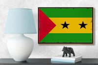 Holzschild Flagge São Tomé und Príncipe 18x12cm Retro Flag Dekoration