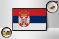 Holzschild Flagge Serbiens 18x12 cm Retro Flag of Serbia Dekoration