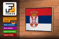 Holzschild Flagge Serbiens 18x12 cm Retro Flag of Serbia Dekoration
