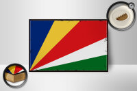 Holzschild Flagge Seychellen 18x12cm Retro Flag Seychelles Dekoration