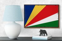 Holzschild Flagge Seychellen 18x12cm Retro Flag Seychelles Dekoration