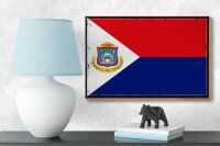 Holzschild Flagge Sint Maartens 18x12cm Retro Sint Maarten Dekoration