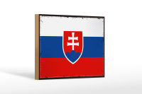 Holzschild Flagge Slowakei 18x12 cm Retro Flag of...
