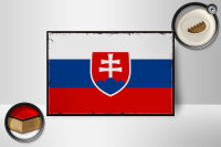 Holzschild Flagge Slowakei 18x12 cm Retro Flag of Slovakia Dekoration