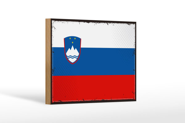 Holzschild Flagge Sloweniens 18x12 cm Retro Flag Slovenia Dekoration
