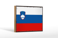 Holzschild Flagge Sloweniens 18x12 cm Retro Flag Slovenia...
