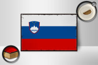 Holzschild Flagge Sloweniens 18x12 cm Retro Flag Slovenia Dekoration