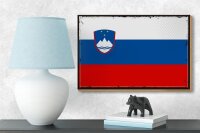 Holzschild Flagge Sloweniens 18x12 cm Retro Flag Slovenia Dekoration