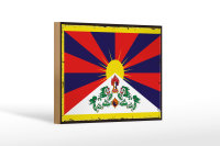 Holzschild Flagge Tibets 18x12 cm Retro Flag of Tibet...