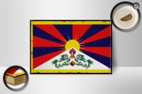 Holzschild Flagge Tibets 18x12 cm Retro Flag of Tibet...
