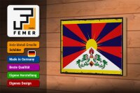 Holzschild Flagge Tibets 18x12 cm Retro Flag of Tibet Dekoration