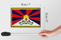 Holzschild Flagge Tibets 18x12 cm Retro Flag of Tibet Dekoration