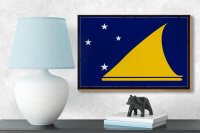 Holzschild Flagge Tokelaus 18x12 cm Retro Flag of Tokelau Dekoration