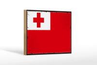 Holzschild Flagge Tongas 18x12 cm Retro Flag of Tonga...