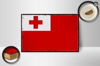 Holzschild Flagge Tongas 18x12 cm Retro Flag of Tonga Dekoration