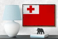 Holzschild Flagge Tongas 18x12 cm Retro Flag of Tonga Dekoration