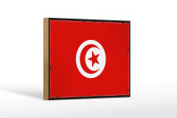 Holzschild Flagge Tunesiens 18x12 cm Retro Flag of Tunisia Dekoration