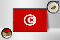 Holzschild Flagge Tunesiens 18x12 cm Retro Flag of Tunisia Dekoration