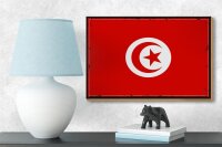 Holzschild Flagge Tunesiens 18x12 cm Retro Flag of Tunisia Dekoration