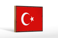 Holzschild Flagge Türkei 18x12 cm Retro Flag of Turkey Dekoration
