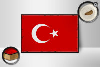 Holzschild Flagge Türkei 18x12 cm Retro Flag of Turkey Dekoration