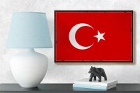 Holzschild Flagge Türkei 18x12 cm Retro Flag of Turkey Dekoration