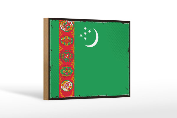 Holzschild Flagge Turkmenistans 18x12cm Retro Turkmenistan Dekoration
