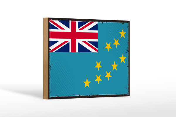 Holzschild Flagge Tuvalus 18x12 cm Retro Flag of Tuvalu Dekoration