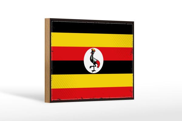 Holzschild Flagge Ugandas 18x12 cm Retro Flag of Uganda  Dekoration