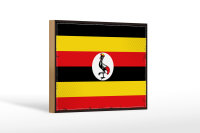 Holzschild Flagge Ugandas 18x12 cm Retro Flag of Uganda  Dekoration