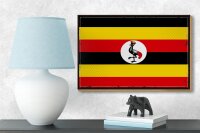 Holzschild Flagge Ugandas 18x12 cm Retro Flag of Uganda  Dekoration
